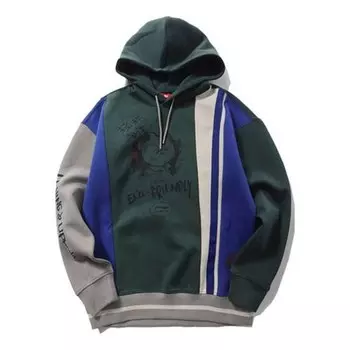 Толстовка с капюшоном x series splicing свободный пуловер Li-Ning, зеленый