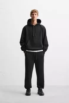 Толстовка с капюшоном ZARA, черный