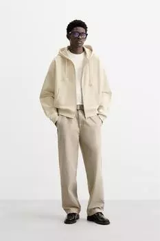 Толстовка с капюшоном ZARA, кэмел