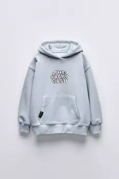Толстовка с капюшоном ZARA, небесно-голубой