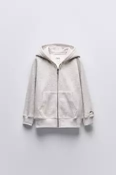 Толстовка с капюшоном ZARA, серый мергель