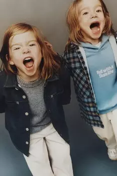 Толстовка с капюшоном ZARA, средний-синий
