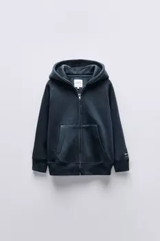Толстовка с капюшоном ZARA, темно-синий