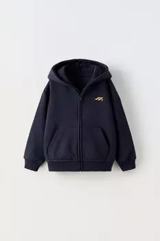 Толстовка с капюшоном ZARA, темно-синий