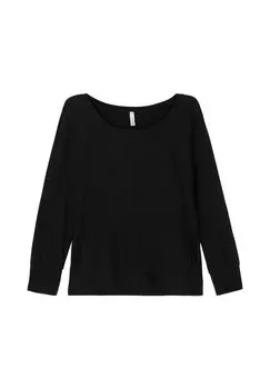 Толстовка с карманами и глубоким круглым вырезом sheego, черный