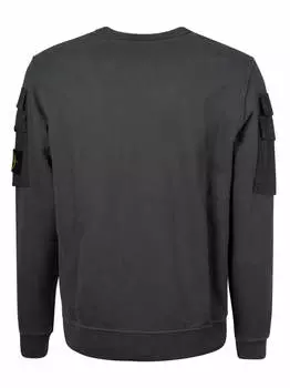 Толстовка с карманами-карго и рукавами с логотипом Stone Island, темно-серый