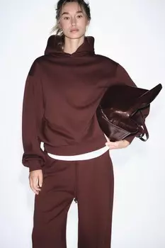 Толстовка с карманами ZARA, бордовый