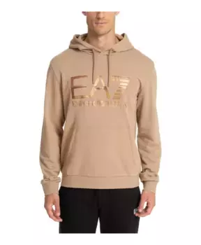 Толстовка с карманом и логотипом на шнурке Emporio Armani Ea7, бежевый