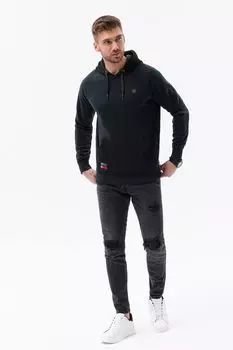 Толстовка с карманом-кенгуру и галстуком Ombre, черный