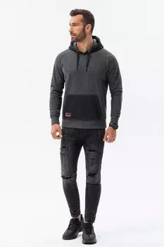 Толстовка с карманом-кенгуру и галстуком Ombre, серый