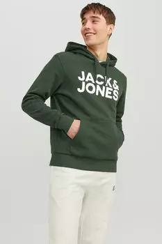 Толстовка с карманом-кенгуру и логотипом Jack & Jones, зеленый