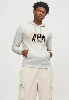 Толстовка с карманом-кенгуру, резиновый принт, мужская Jack & Jones, цвет Moonbeam
