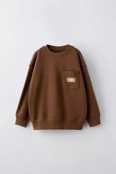 Толстовка с карманом tony hawk ZARA, коричневый