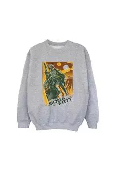 Толстовка с коллажем Боба Фетта Star Wars, серый