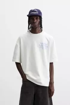 Толстовка с комбинированным принтом ZARA, устрично-белый