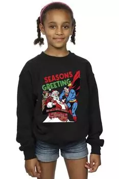 Толстовка с комиксами «Супермен Санта» DC Comics, черный