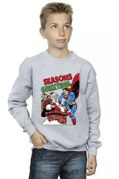 Толстовка с комиксами «Супермен Санта» DC Comics, серый
