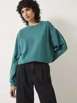 Толстовка с контрастной строчкой HUSH, глубокая аква