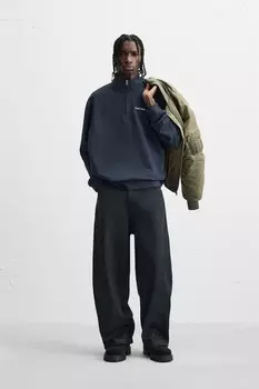 Толстовка с контрастной вышивкой ZARA, темно-синий
