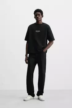 Толстовка с контрастными нашивками ZARA, черный