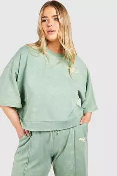 Толстовка с короткими рукавами Plus Dsgn Studio boohoo, зеленый