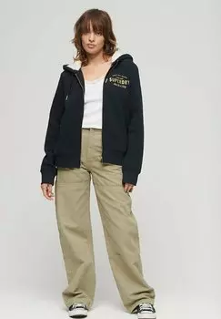 Толстовка с кремальерой Superdry КАПЮШОН LUXE METALLIC LOGO, темно-синий