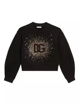 Толстовка с кристаллическим логотипом Dolce & Gabbana Kids, черный