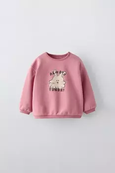 Толстовка с кроликами ZARA, розовый