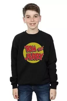 Толстовка с круглым логотипом Tom & Jerry, черный
