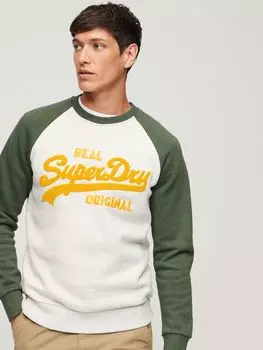 Толстовка с круглым вырезом Athletic Vintage с логотипом реглан Superdry, ледниковый серый/хаки