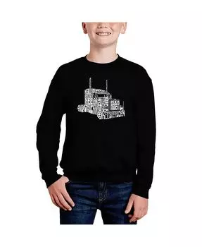 Толстовка с круглым вырезом Big Boy's Word Art LA Pop Art, черный