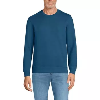 Толстовка с круглым вырезом Big & Tall Lands' End с длинными рукавами Serious Sweats, цвет Evening Blue