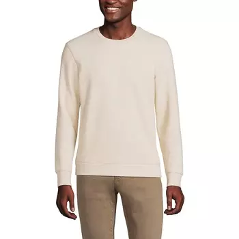 Толстовка с круглым вырезом Big & Tall Lands' End с длинными рукавами Serious Sweats, цвет Flax Heather