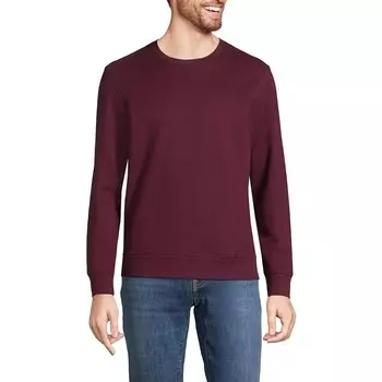 Толстовка с круглым вырезом Big & Tall Lands' End с длинными рукавами Serious Sweats, цвет Royal Burgundy