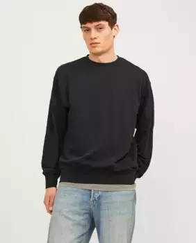 Толстовка с круглым вырезом, длинными рукавами и без принта для мужчин Jack & Jones, черный