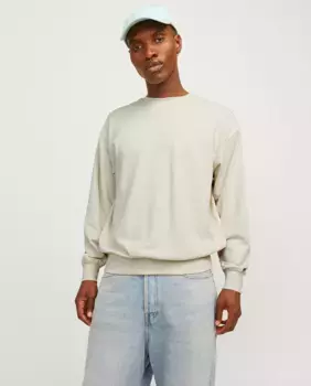 Толстовка с круглым вырезом, длинными рукавами и без принта для мужчин Jack & Jones, бежевый