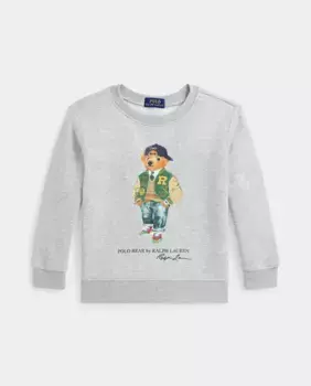 Толстовка с круглым вырезом для мальчика с мишкой-поло Polo Ralph Lauren, серый