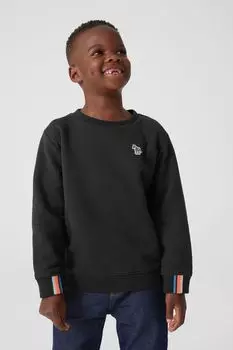 Толстовка с круглым вырезом для мальчика с мотивом зебры Paul Smith, черный