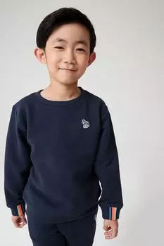 Толстовка с круглым вырезом для мальчика с мотивом зебры Paul Smith, синий