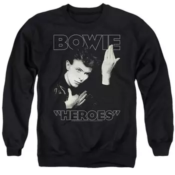 Толстовка с круглым вырезом для взрослых David Bowie Heroes Cover Licensed Character, черный
