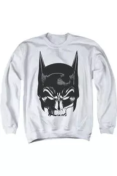 Толстовка с круглым вырезом для взрослых с изображением черепа Бэтмена на белом фоне Gildan