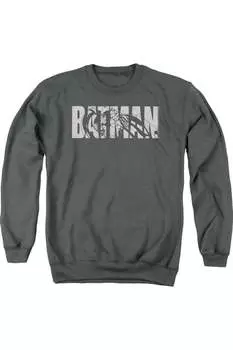 Толстовка с круглым вырезом для взрослых с надписью Batman на сером фоне Gildan, цвет charcoal