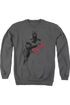 Толстовка с круглым вырезом для взрослых с рисунком Бэтмена и красным логотипом Gildan
