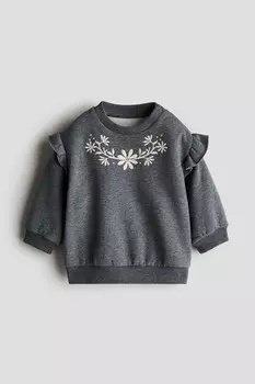 Толстовка с круглым вырезом H&M, серый