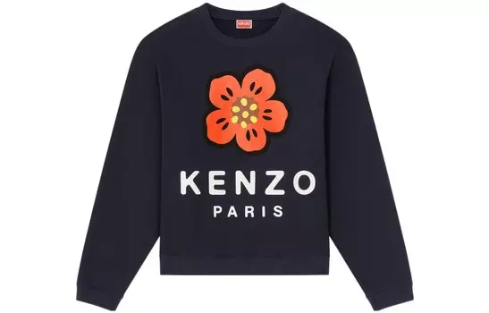 Толстовка с круглым вырезом и цветочным принтом X Nigo Boke Midnight Blue Kenzo, темно-синий