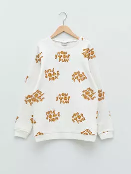 Толстовка с круглым вырезом и длинными рукавами для мальчиков с принтом LCW Kids