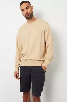 Толстовка с круглым вырезом и карманом Threadbare, бежевый