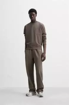 Толстовка с круглым вырезом и карманом ZARA, цвет Earth