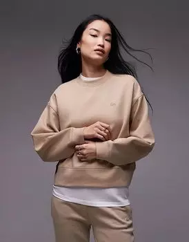 Толстовка с круглым вырезом и логотипом Active бежевого цвета Lacoste