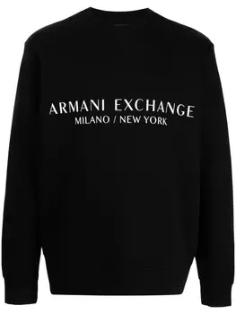 Толстовка с круглым вырезом и логотипом Armani Exchange, черный